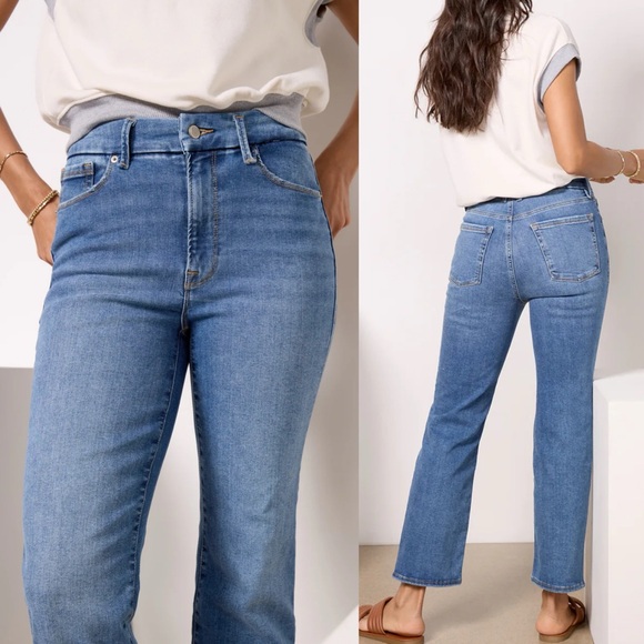 Good American Always Fits Good Legs Straight Mid To High Rise Jeans Indigo 316 - Picture 3 of 14